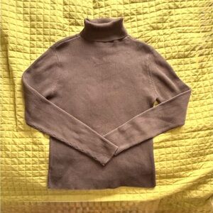 Women's 100% Cotton Ribbed Chocolate Brown Turtleneck Sweater